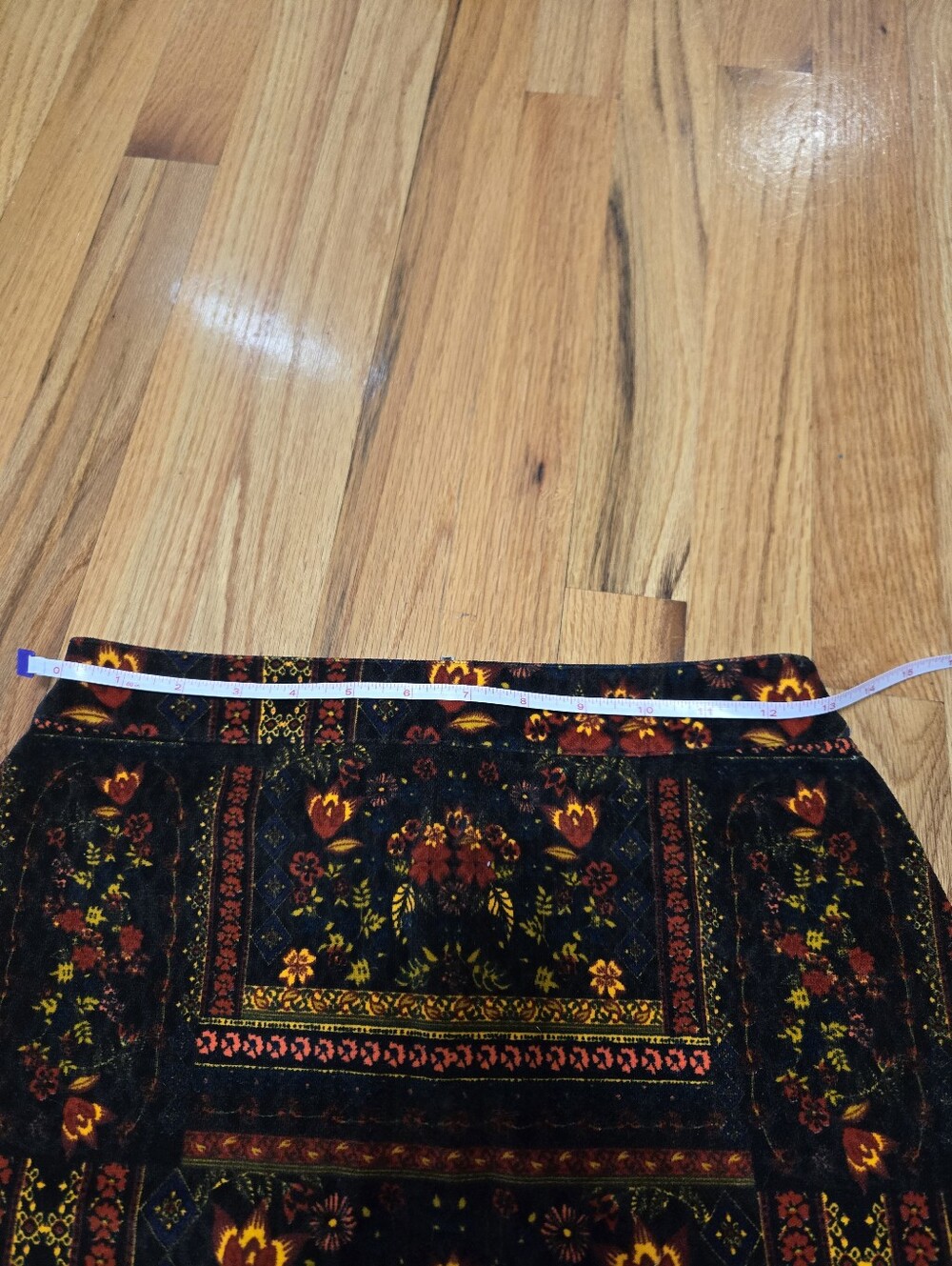 Floral Patterned Boho Mini Skirt in Black, Red and Yellow - Picture 4 of 6